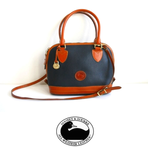 Dooney & Bourke Handbags - Vintage Dooney And Bourke Large Doomed Satchel Black And Brown Leather